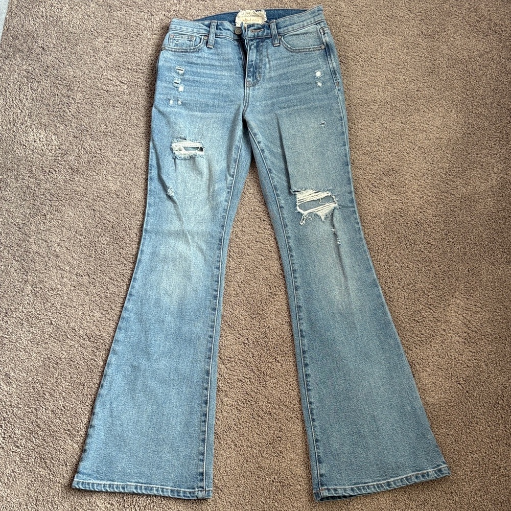 Altar'd State Light Blue Distressed Flare Jeans